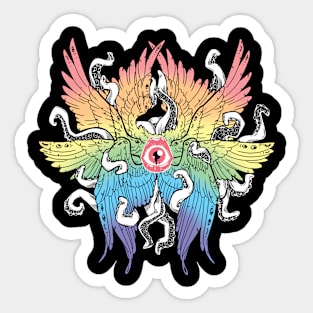 Rainbow tentacles and Angel Wings Sticker